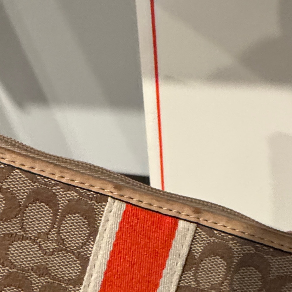 Coach Brown Signature Wristlet with Red Varsity Center Stripe - Picture 8 of 9